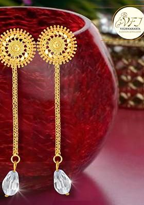 Gold Plated Removable Studs And Chain Drop Earrings