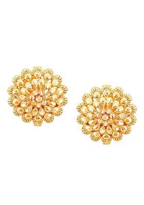 Set Of 2 Gold Plated Floral Hoop And Stud Earrings