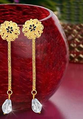 Gold Plated Floral Drop Earrings
