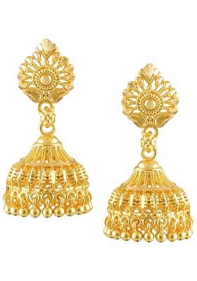 Gold Plated Floral Jhumkas Earrings