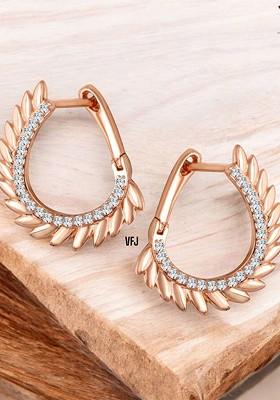 Gold Plated Cz Studded Contemporary Shaped Studs