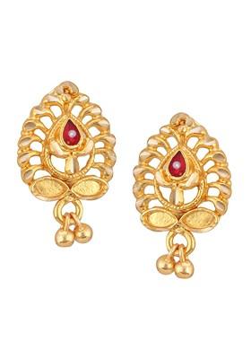 Artificial Stones Gold Plated Drop Earrings