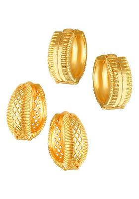 Set Of 2 Gold Plated Contemporary Hoop Earrings