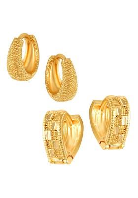 Set Of 2 Gold Plated Circular Hoop Earrings