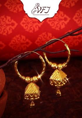 Gold Plated Floral Jhumkas Earrings