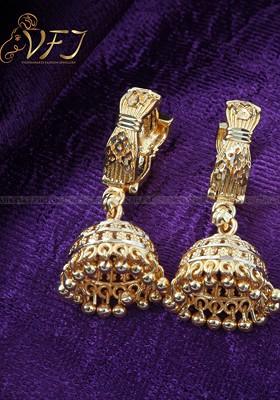 Gold Plated Floral Jhumkas Earrings