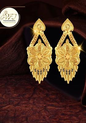 Gold Plated Floral Drop Earrings