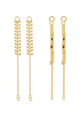 Set Of 2 Gold Plated Stone Studded Classic Ear Cuff Chains