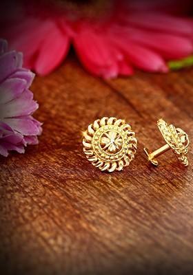 Set Of 4 Gold Plated Floral Stone Studded Studs Earrings