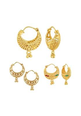 Set Of 3 Gold Plated Hoop Earrings