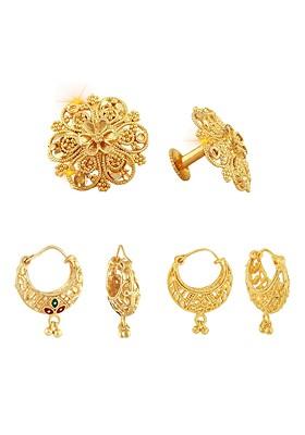 Set Of 3 Gold Plated Hoop Earrings