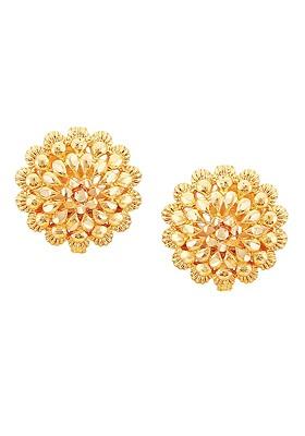Set Of 2 Gold Plated Floral Studs Earrings