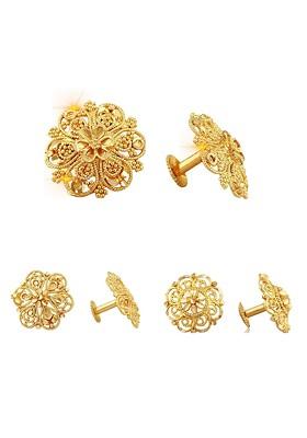 Set Of 3 Gold Plated Floral Shaped Stud Earrings