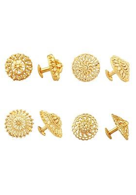 Set Of 4 Gold Plated Circular Studs Earrings