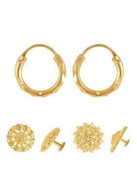 Set Of 3 Gold Plated Circular Shaped Hoop Earrings