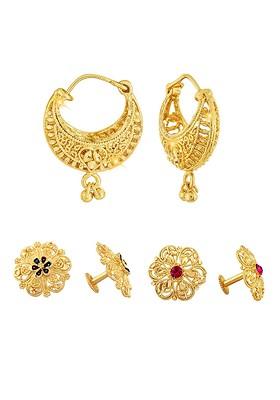Set Of 3 Gold Plated Hoop Earrings