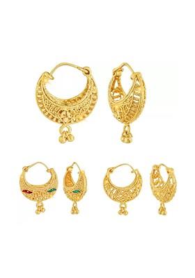 Set Of 3 Gold Plated Hoop Earrings