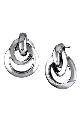 Rhodium Plated Circular Drop Earrings