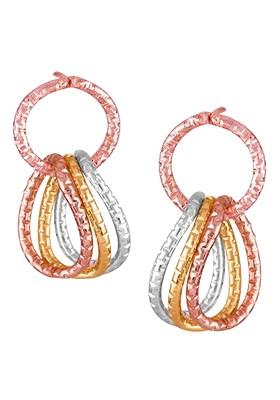 Rhodium Plated Circular Drop Earrings