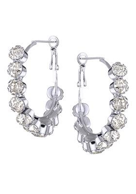 Rhodium Plated Contemporary Hoop Earrings