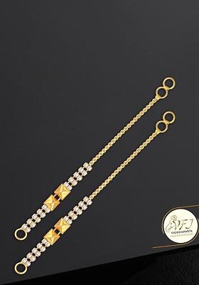 Set Of 4 Gold Plated Stone Studded Ear Cuff Earrings