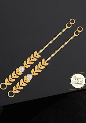 Set Of 2 Gold Plated Stone Studded Ear Chains