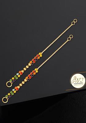 Set Of 4 Gold Plated Stone Studded Ear Cuff Earrings