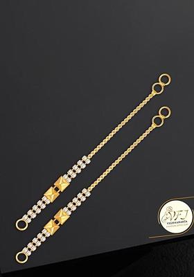 Set Of 2 Gold Plated Stone Studded Ear Cuff Earrings