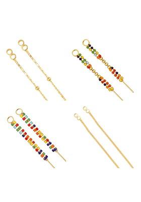 Set Of 4 Gold Plated Beaded Ear Chains