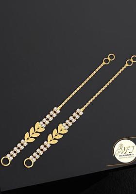 Set Of 4 Gold Plated Stone Studded Ear Chains