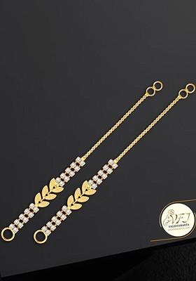 Set Of 4 Gold Plated Stone Studded Ear Cuff Earrings