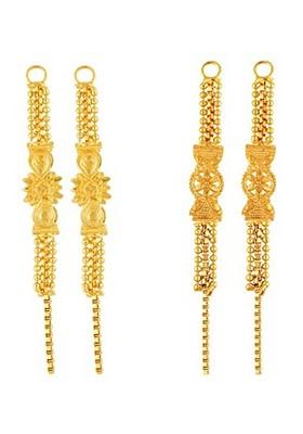 Set Of 2 Gold Plated Floral Ear Cuff Earrings