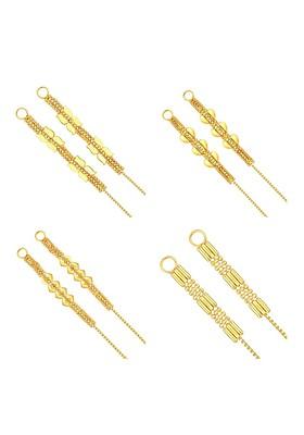 Set Of 4 Gold Plated Floral Ear Cuff Earrings