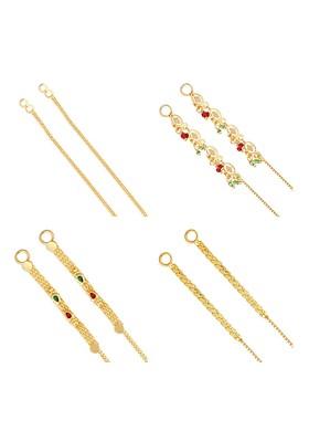 Set Of 4 Gold Plated Geometric Drop Earrings