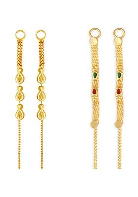 Set Of 2 Gold Plated Geometric Drop Earrings