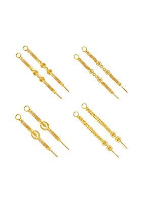 Set Of 4 Gold Plated Floral Ear Cuff Earrings