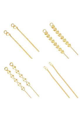 Set Of 4 Gold Plated Floral Ear Cuff Earrings