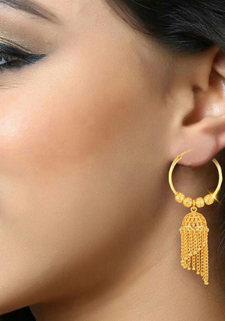 Gold Plated Dome Shaped Hoop Earrings