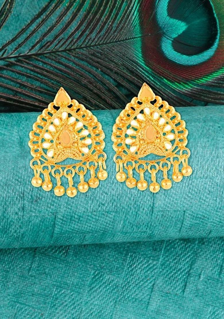 Gold Plated Leaf Shaped Studs Earrings