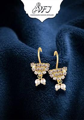 White Gold Plated Teardrop Shaped Ear Cuff