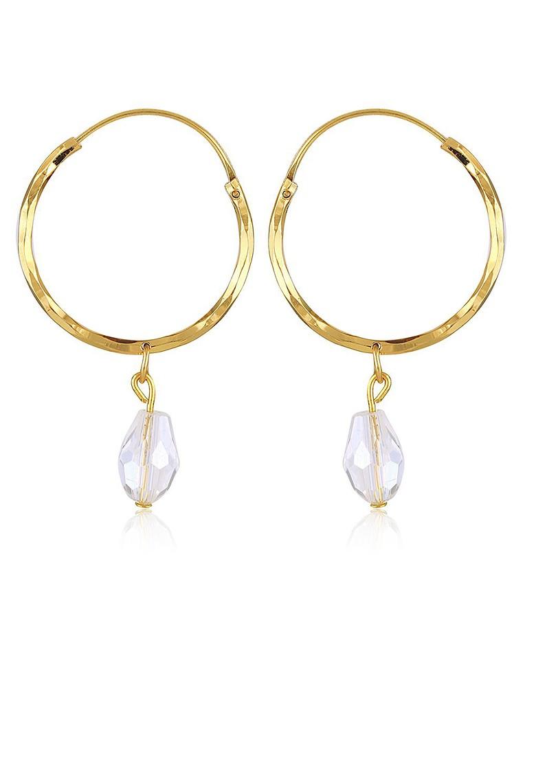 Gold Plated Artificial Stones Studded Circular Shaped Hoop Earrings