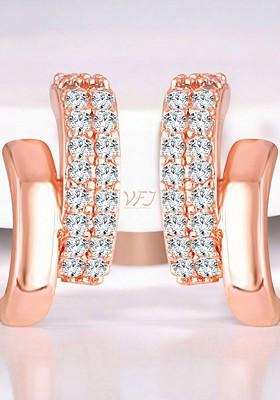 Gold Plated Cz Studded Contemporary Shaped Studs