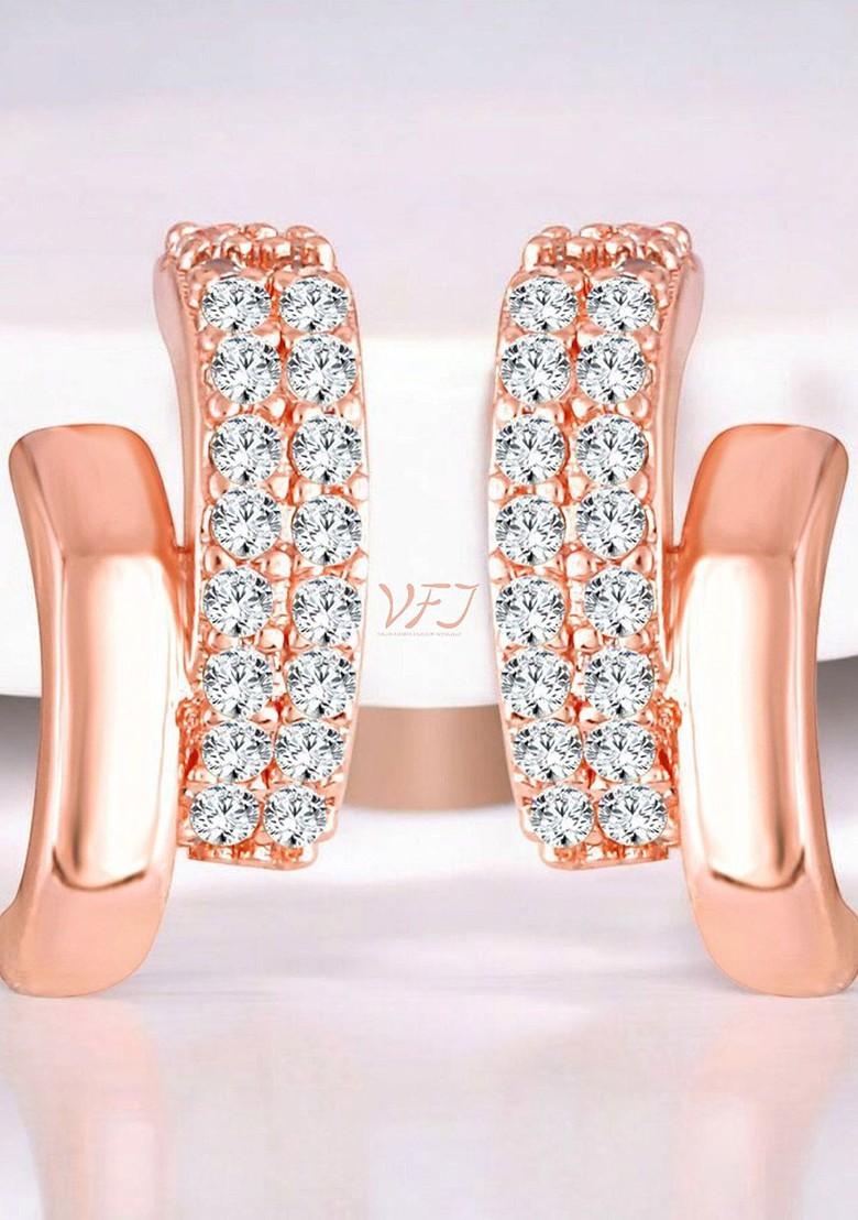 Gold Plated Cz Studded Contemporary Shaped Studs
