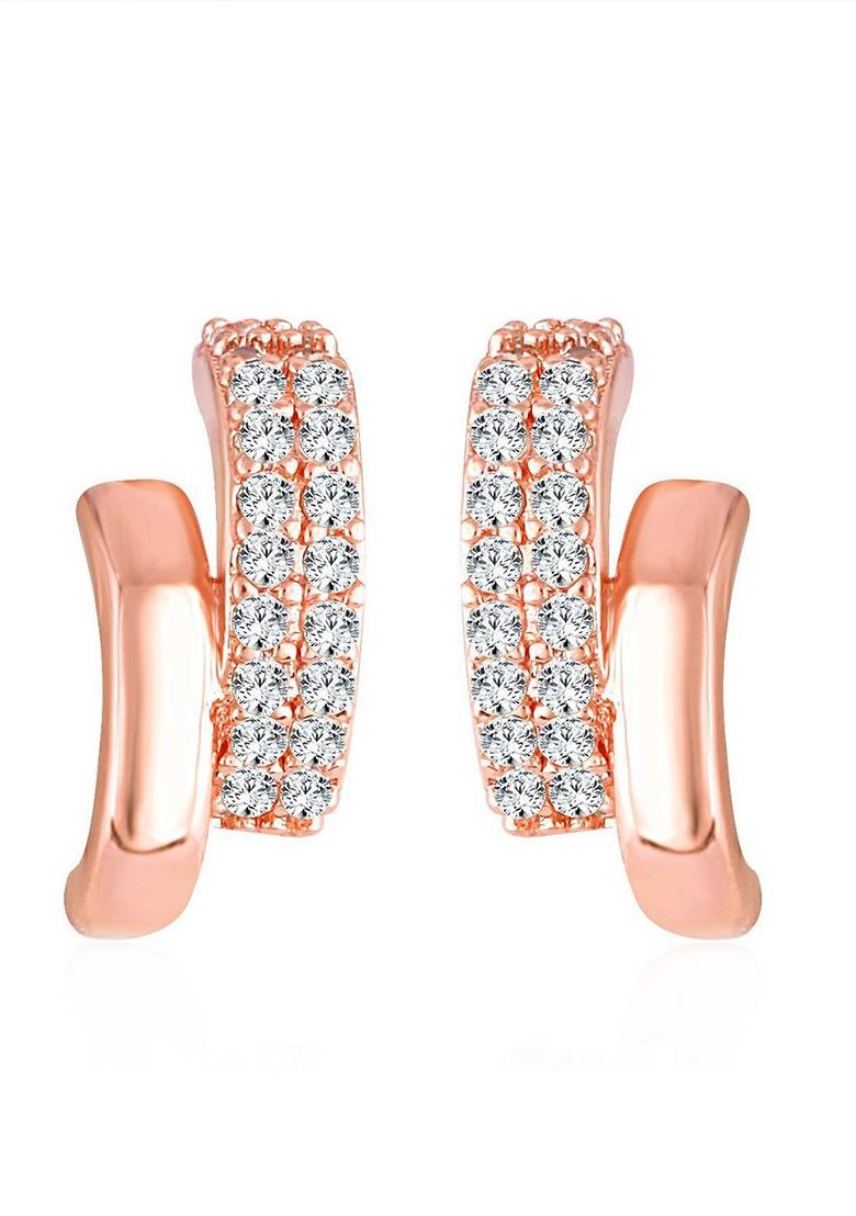 Gold Plated Cz Studded Contemporary Shaped Studs