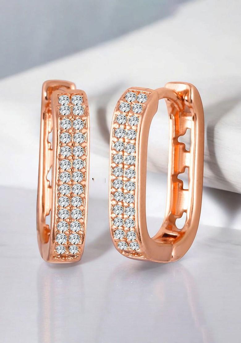 Gold Plated Cz Studded Contemporary Shaped Studs