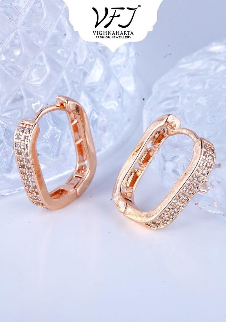 Gold Plated Cz Studded Contemporary Shaped Studs