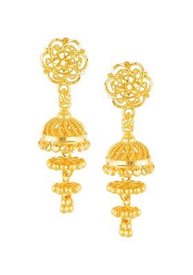 Gold Toned Floral Drop Earrings