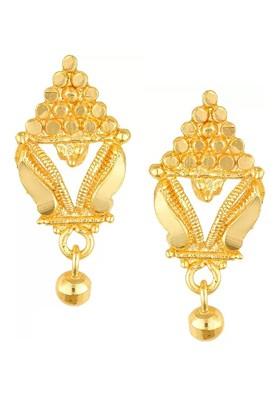 Gold Plated Floral Shaped Drop Earrings
