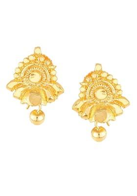 Gold Plated Floral Shaped Drop Earrings