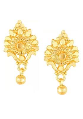 Gold Plated Floral Shaped Drop Earrings
